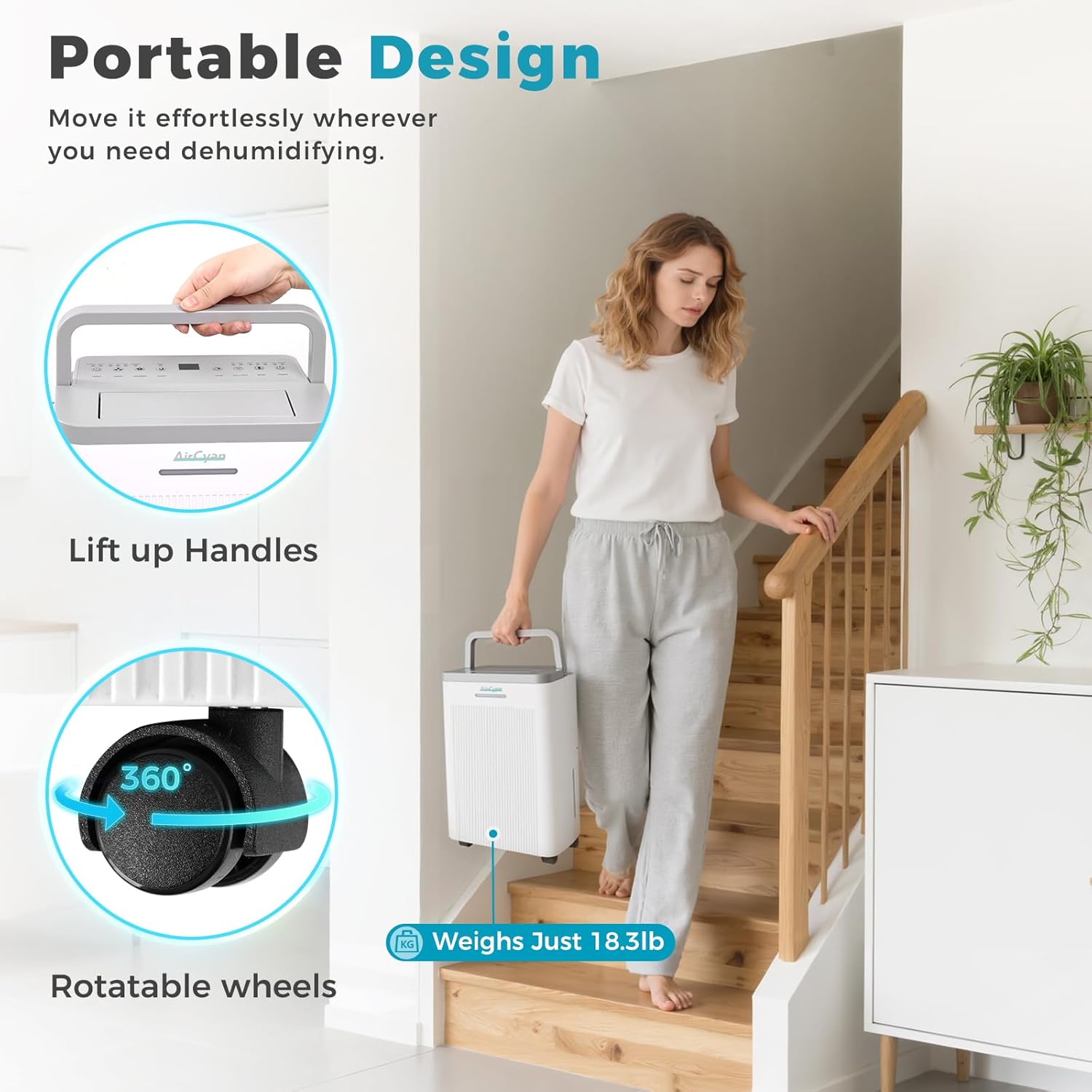 1500 Sq.Ft Dehumidifier,32 Pint Quiet Dehumidifier for Bedroom with HEPA Filter, Dehumidifiers with Drain Hose for Home,Basement,Bathroom,Auto Humidity Control,Continuous Drainage,Child Lock