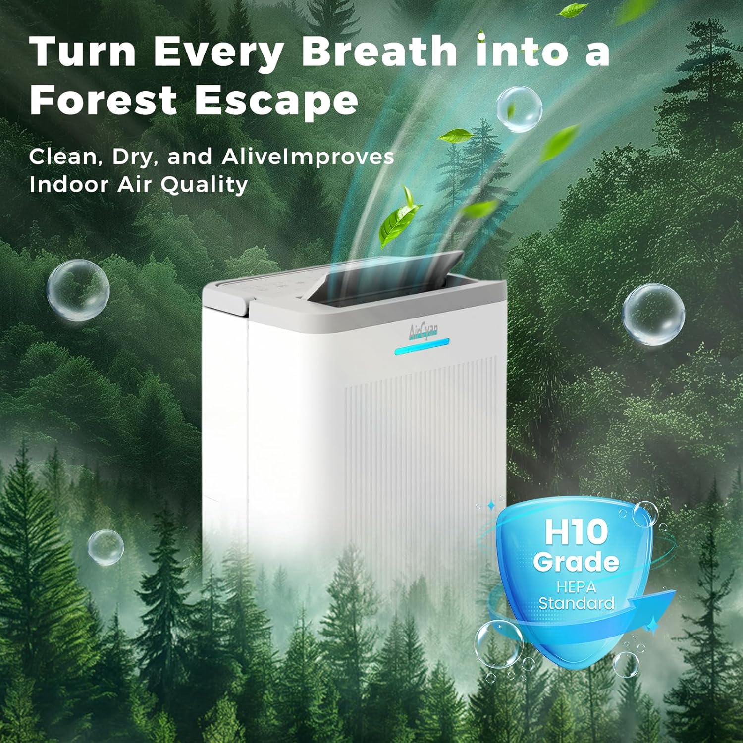 1500 Sq.Ft Dehumidifier,32 Pint Quiet Dehumidifier for Bedroom with HEPA Filter, Dehumidifiers with Drain Hose for Home,Basement,Bathroom,Auto Humidity Control,Continuous Drainage,Child Lock