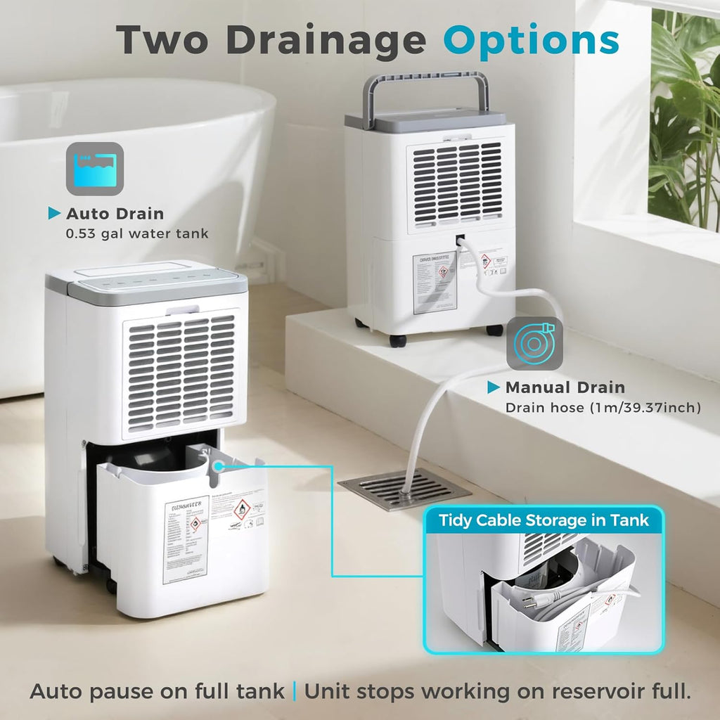 1500 Sq.Ft Dehumidifier,32 Pint Quiet Dehumidifier for Bedroom with HEPA Filter, Dehumidifiers with Drain Hose for Home,Basement,Bathroom,Auto Humidity Control,Continuous Drainage,Child Lock