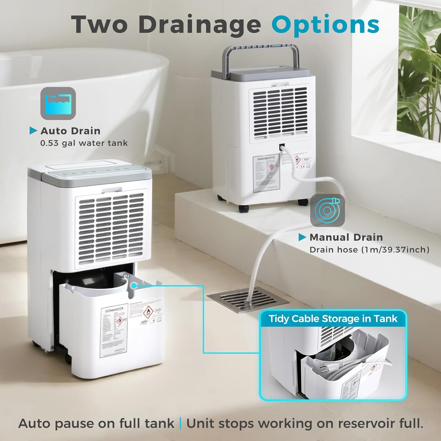 1500 Sq.Ft Dehumidifier,32 Pint Quiet Dehumidifier for Bedroom with HEPA Filter, Dehumidifiers with Drain Hose for Home,Basement,Bathroom,Auto Humidity Control,Continuous Drainage,Child Lock