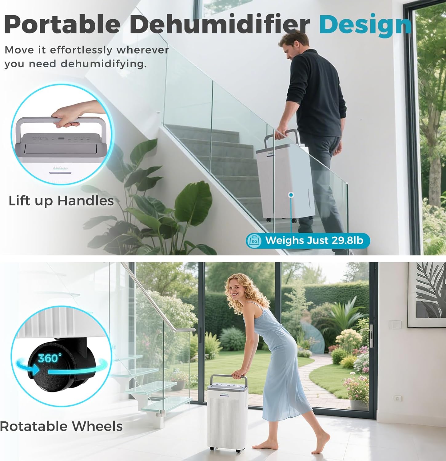 4500 Sq.Ft Dehumidifier, 65 Pint Quiet Smart Dehumidifier for Basement with HEPA Filter, Portable Dehumidifiers with Drain Hose for Bedroom,Bathroom,WiFi Humidity Control,3 Modes,Child Lock