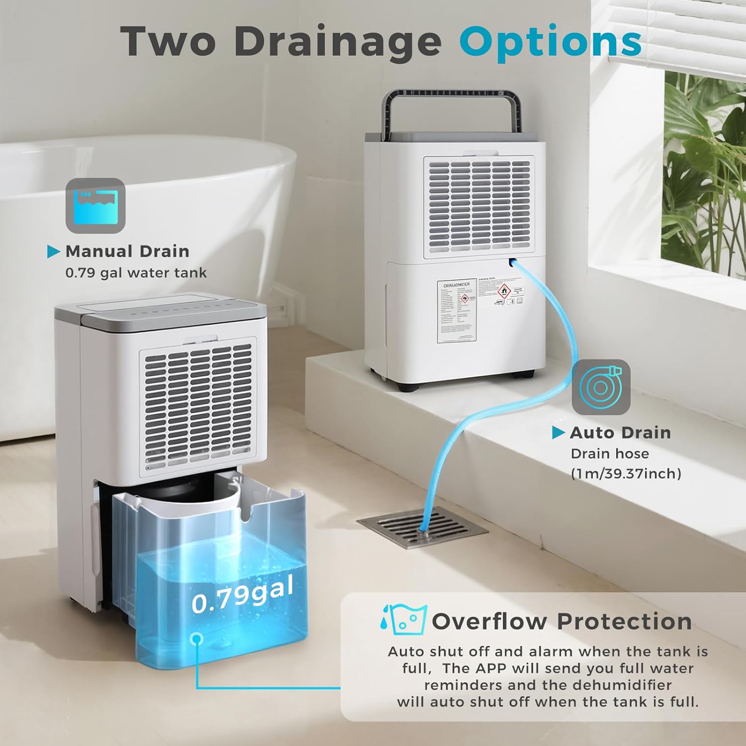 4500 Sq.Ft Dehumidifier, 65 Pint Quiet Smart Dehumidifier for Basement with HEPA Filter, Portable Dehumidifiers with Drain Hose for Bedroom,Bathroom,WiFi Humidity Control,3 Modes,Child Lock